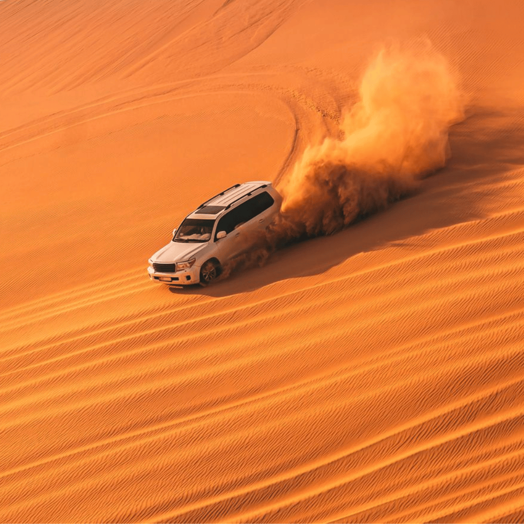 Land Cruiser dune bashing on red sand